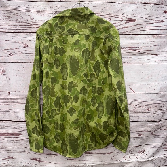 Crewcuts Green Army Fatigue Button Up Shirt Size 12 - Picture 3 of 3